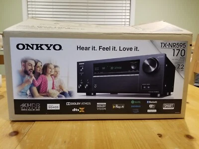 Receptor inteligente Onkyo TX-NR595 áudio residencial Dolby Atmos habilitado 4k Ultra HD preto - Imagem 1 de 4