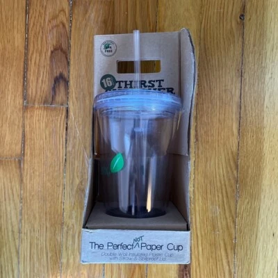 EcoOne 16 oz Apagador de Sed Plástico Transparente Aislado Taza Pajita Hielo Café Vaso Foto 1 de 4