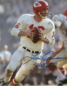 LEN DAWSON KANSAS CITY CHIEFS HOF 87 ACTION SIGNED 8x10 - Picture 1 of 1