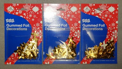 3 Packs, Eureka 45 Gummed Foil Crosses (1" tall x 3/4" wide) 135 total Crosses- - Image 1 of 2