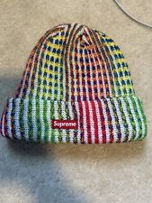 SUPREME Rainbow Knit Loose Gauge Beanie WHITE Winter Hat Cap F/W 2021