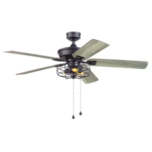 52" Sleek Industrial Ceiling Fan Coastal Cage Light Modern Farmhouse Country - Picture 1 of 2