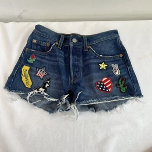 Vtg Levi’s Shorts Junior XS US 2 Patches Button Fly Cut Levi 501 Waist 24” Girl - Picture 1 of 12