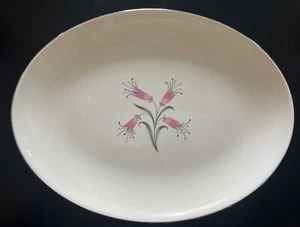HOMER LAUGHLIN 'BIG PAY-OFF' 11.75” MEAT PLATE BESS MYERSON, Pink & Gray Floral - Picture 1 of 4