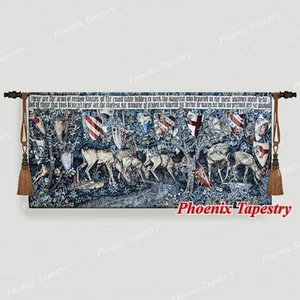 William Morris Holy Grail Tapestry - Verdure with Deer and Shields, 54"x25", US - Picture 1 of 11