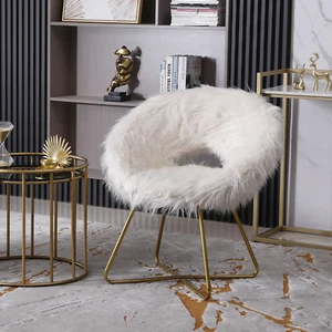 Slatina Faux Fur Upholstered Accent Chair, White - Picture 1 of 9