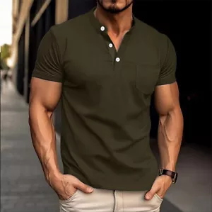 Hot Selling Herren neuer Kragen einfarbig kurzärmelig T-Shirt Top POLOSHIRT - Bild 1 von 27