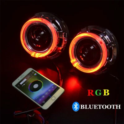 3.0 pulgadas H1 Bi Xenón Oculto Proyector Lente Cubiertas APLICACIÓN RGB Bluetooth Led Ojos de Ángel Foto 1 de 4