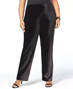 Alfani Plus Size Foil Velvet Wide-Leg Pants. Size: 2X - Picture 1 of 4