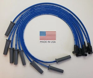 FORD 351C 351M 400 429 460 USA made BLUE 8.5mm HEI SPARK PLUG WIRES for MALE CAP - Picture 1 of 2