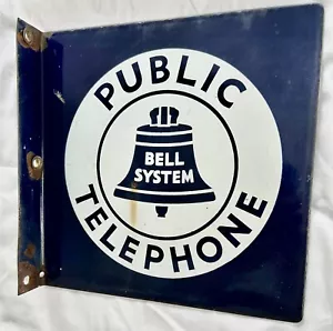 Porcelain Original Bell System Double Sided Flange Telephone Sign 11 x 11 - Picture 1 of 2