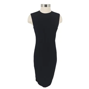 Vince Midi Pencil Dress Black Ponte Knit Sleeveless Zip Back Sheath Womens Small - Picture 1 of 8