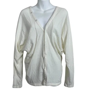 B. Chyll Angora Rabbit Hair Snap V-neck Cardigan Sweater Size L Ivory - Picture 1 of 6