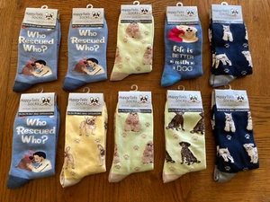 Lot 9 Rescue Dog Socks Fun Novelty Dress Casual Unisex Love My Dog - Picture 1 of 8