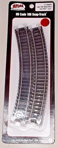 Atlas 15" Radius Code 100 Neusilber Schnappschiene #831 - 6 Stück (HO-129 - Bild 1 von 2
