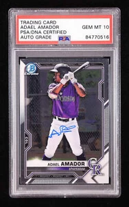 Bowman Chrome Draft 2021 firmado por Adael Amador #BDC195 RC (PSA | Auto 10) Rookie C - Imagen 1 de 2