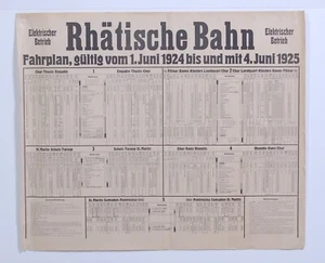 Collezionismo ferroviario orari ferrovia retica anni 20 Rhatische Bahn Vintage - Picture 1 of 6