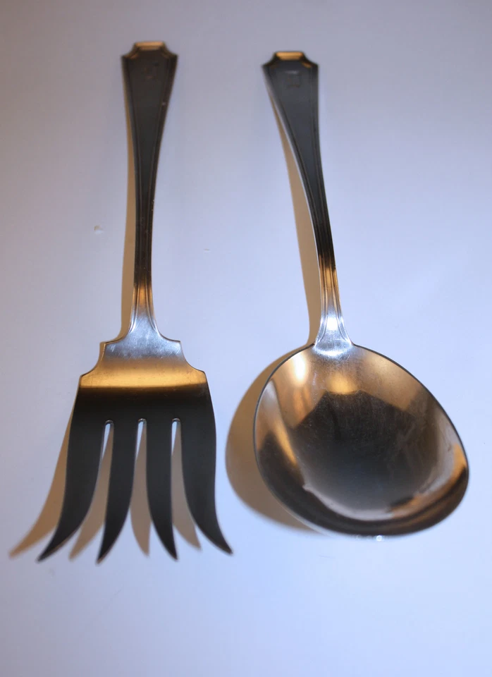 Juego de cuchara y tenedor para ensalada sólida Fairfax plata esterlina Gorham 1910 4 oz troy Foto 1 de 4