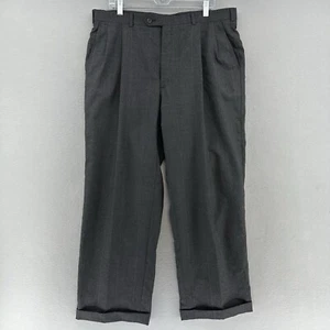 1980 Burberrys Pinstripe Gray Wool Dress Pants Pleated Mens 37x28.5 VTG 80s - Picture 1 of 12