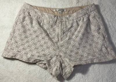 Pantalones Cortos LC Lauren Conrad Mujer Marfil Encaje Forrados Talla 16 #201 Foto 1 de 4