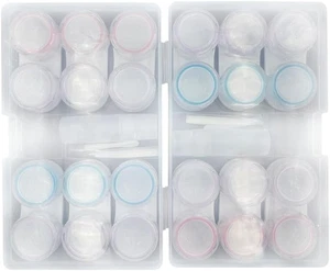 12 Stück Auslaufsichere Kontaktlinsenbehälter, Kontaktlinsen Organizer Etui mit Tragetasche - Bild 1 von 12