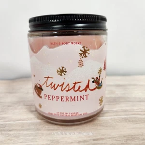 New - Never Burned Bath & Body Works Twisted Peppermint 1 Wick 7oz Candle - Picture 1 of 3