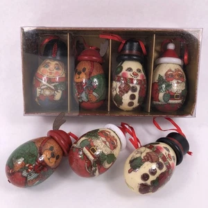 Papá Noel/Muñeco de Nieve/Oso/Cascanueces Decoupage Papel Maché Adornos en Forma de Huevo -7 - Imagen 1 de 6