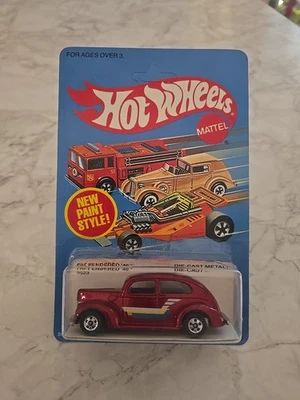 Tarjeta granate vintage años 80 Hot Wheels Fat Fendered '40 #9523 sin perforar Foto 1 de 4