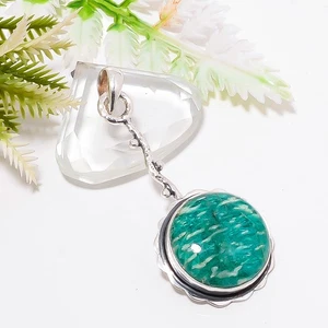 Amazonite Natural Gemstone Handmade 925 Sterling Silver Jewelry Pendant - Picture 1 of 4