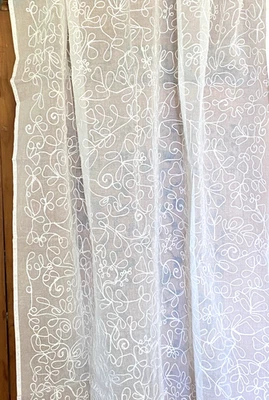 2er Pack Gardinen Vorhang Fertigvorhang Schlaufen Weiß Einfarbig 100 % Baumwolle - Bild 1 von 4