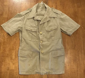 Vintage 50s French Army Button Shirt Fits Size Small Ariel Angers - Bild 1 von 8