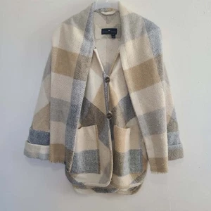 Melissa Nepton Damen Becca Women Plaid Coatigan Mantel Schal Grau Beige Größe PS - Bild 1 von 9