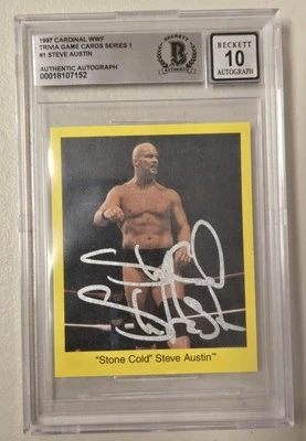 Stone Cold Стив Остин подписанный 1997 кардинал WWF мелочи дебютант карта Beckett 10 - Изображение 1 из 4
