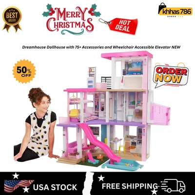 Casa de muñecas Dreamhouse con 75+ accesorios y ascensor accesible para sillas de ruedas NUEVO Foto 1 de 4