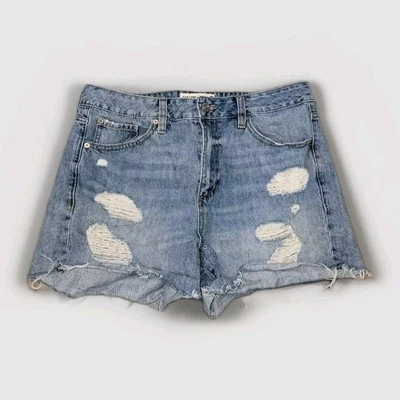 Pantalones Cortos Vaqueros Garage Denim Mamá Tiro Alto Borde Crudo Envejecido Talla 13 Foto 1 de 4