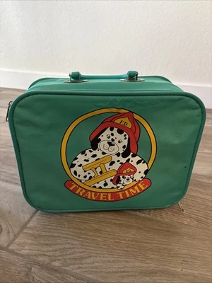 Mala Travel Time infantil chapéu fogo e escada dálmata zíper aberto 9 x 12 vintage - Imagem 1 de 4