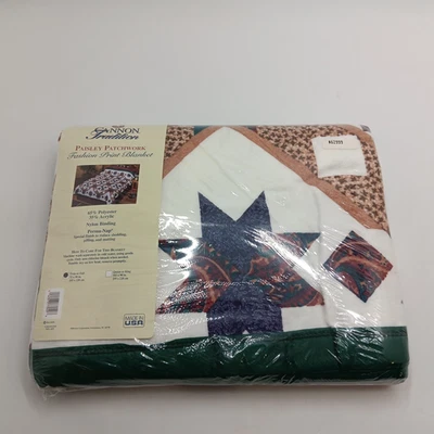 New Vintage Cannon Tradition Blanket Twin/Full 72" x 90" Paisley Patchwork USA - Image 1 of 4