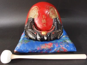bwd2504 JAPANESE BUDDHIST MOKUGYO WOODEN FISH DRUM 18 cm WIDTH by GYOKURIN - Picture 1 of 15