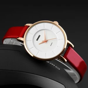 Ladies Quartz Wrist Watch Elegant Womens Dress Thin Leather Waterproof Watches - Picture 1 of 16