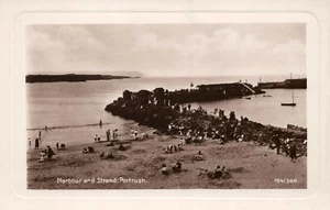 Harbour and Strand Portrush Postcard. RPPC Framed Card, Beach People - Afbeelding 1 van 2