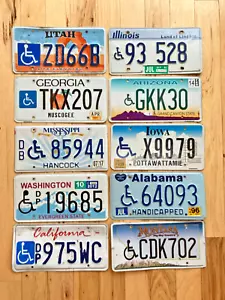 10 Craft Condition Handicapped/Disabled License Plates from 10 Different States - Picture 1 of 1