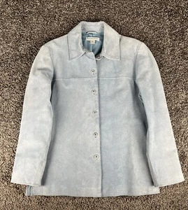 Vintage Pendleton Jacket Womens Small Blue Leather Button Suede - Picture 1 of 11