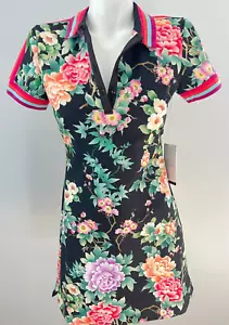 Johnny Was XS Women Bee Active Black Floral Polo Golf Dress New NWT - Picture 1 of 9