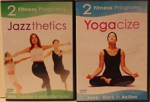 2 fitness workout exercise DVD lot Yogacize Jerry Hall Jazzthetics Tanya Everett - Picture 1 of 4