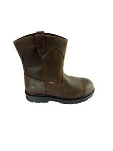 Herman Survivors Plower Brown Leather Pull On Steel Toe Work Boots Men Size 12 - Picture 1 of 18