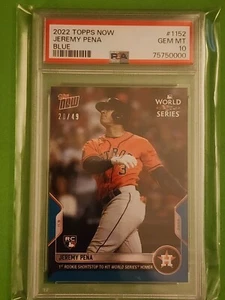 2022 Topps Now #1152 Jeremy Peña (RC) azul 20/49 PSA 10 - POP 2 - Imagen 1 de 4