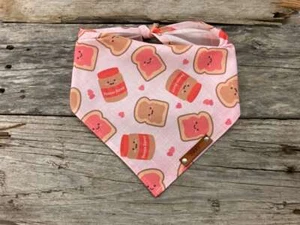 Dog Bandana, Peanut Butter Jelly Hearts Pink, Traditional Tie, Personalized - Picture 1 of 8