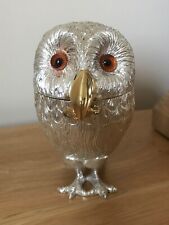 Magnificent Vintage Silver/Gilt Owl Mustard Pot & Mouse Spoon by William Comyns