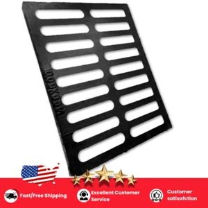 Heavy Duty Cast Iron Drain Grate 20x16 Black Sewer Cover Driveway Yard Garage - Picture 1 of 7