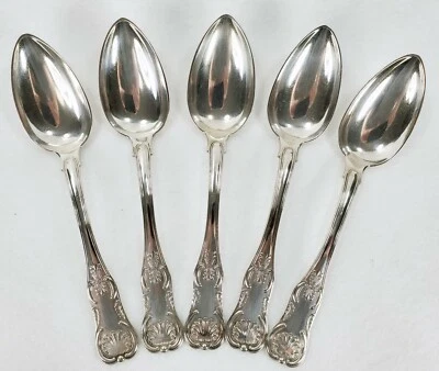 5 cucharas de mesa grandes PESADAS antiguas J.B. Jones Boston KINGS PATRÓN moneda plata Foto 1 de 4